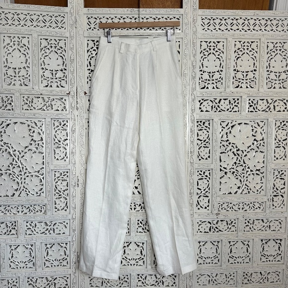 NWT Kasper 2-Piece 100% Linen Cream Ivory Embroidered Cut Out Suit Blazer Set - Picture 6 of 13